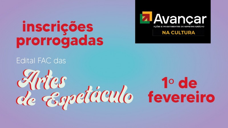 Inscrições podem ser feitas pelo site do Pró-cultura RS