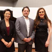 Simone Adriano, Evandro Matté e Gabriella Meindrad no lançamento da Temporada Artística 2023