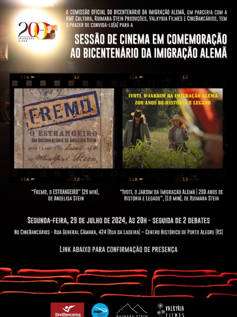 CONVITE SESSÃO DE CINEMA BICENTENÁRIO DA IMIGRAÇÃO ALEMÃ