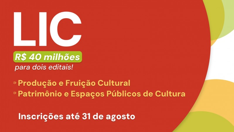 Card de divulgação dos dois editais da LIC