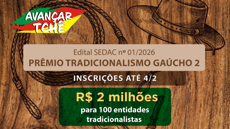 Imagem de divulga&ccedil;&atilde;o do novo edital do Pr&ecirc;mio Tradicionalismo Ga&uacute;cho