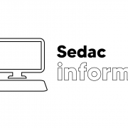 Sobre fundo branco, com detalhes em amarelo, vermelho, verde e cinza, h&aacute; o desenho de um notebook e o texto "Sedac informa"